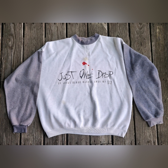 Vintage 90s Just One Drop Jesus Sweatshirt - Picture 2 of 6